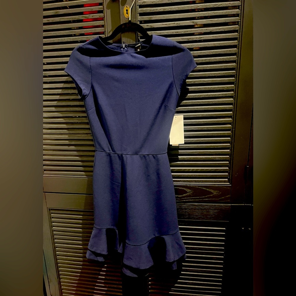 Design Lab Ruffle Navy Blue Dress NWT - Picture 2 of 4